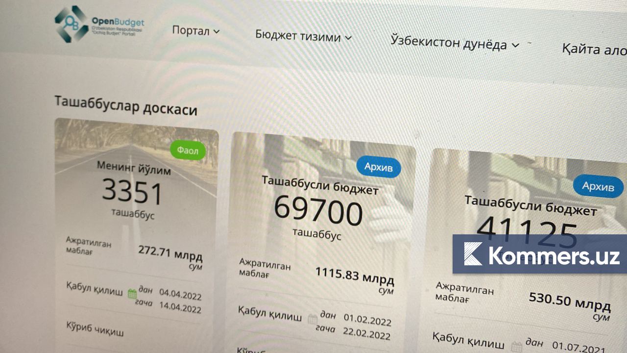 Молия вазирлиги Open budget порталидаги шубҳали овоз ва лойиҳаларни ўрганади