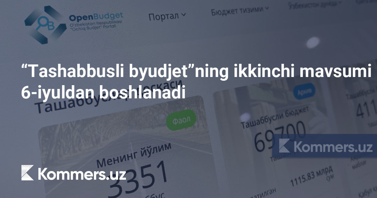 “Tashabbusli byudjet”ning ikkinchi mavsumi 6-iyuldan boshlanadi